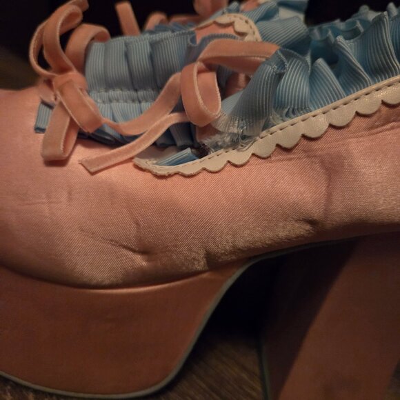 Dollskill Sugarthrillz Blue and pink satin shoes US 5 - Picture 7 of 12
